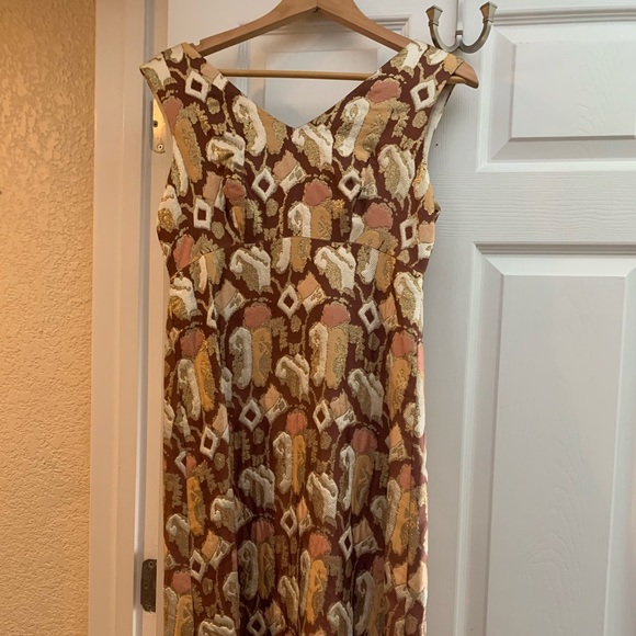 Vintage 60s ankle length formal dress with capelet - Picture 3 of 6